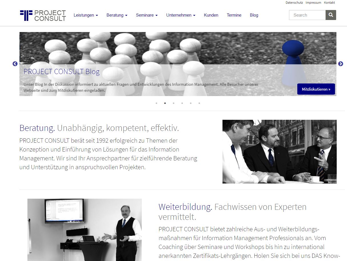 PROJECT CONSULT Webseite Layout ab 2017