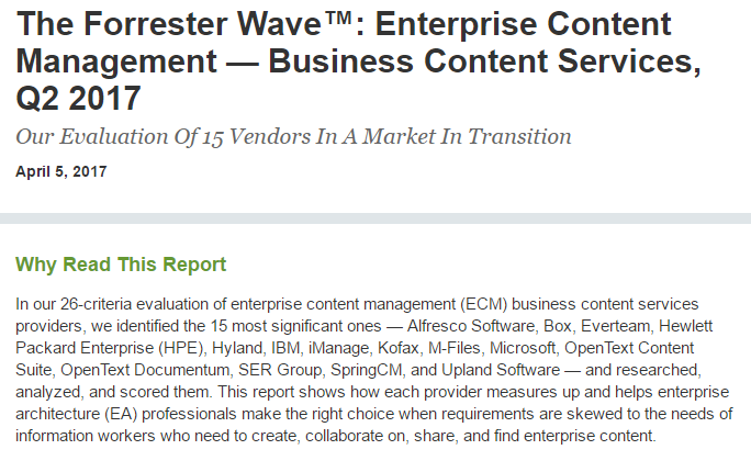 Forrester Wave BCS Business Content Services BCS 2017