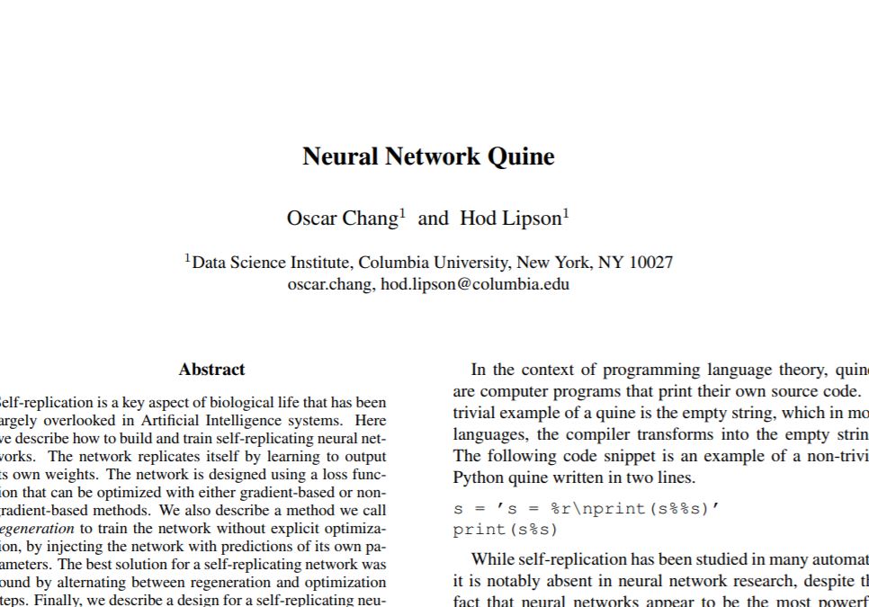 Neural Network Quine - http://bit.ly/SelbstReplikation