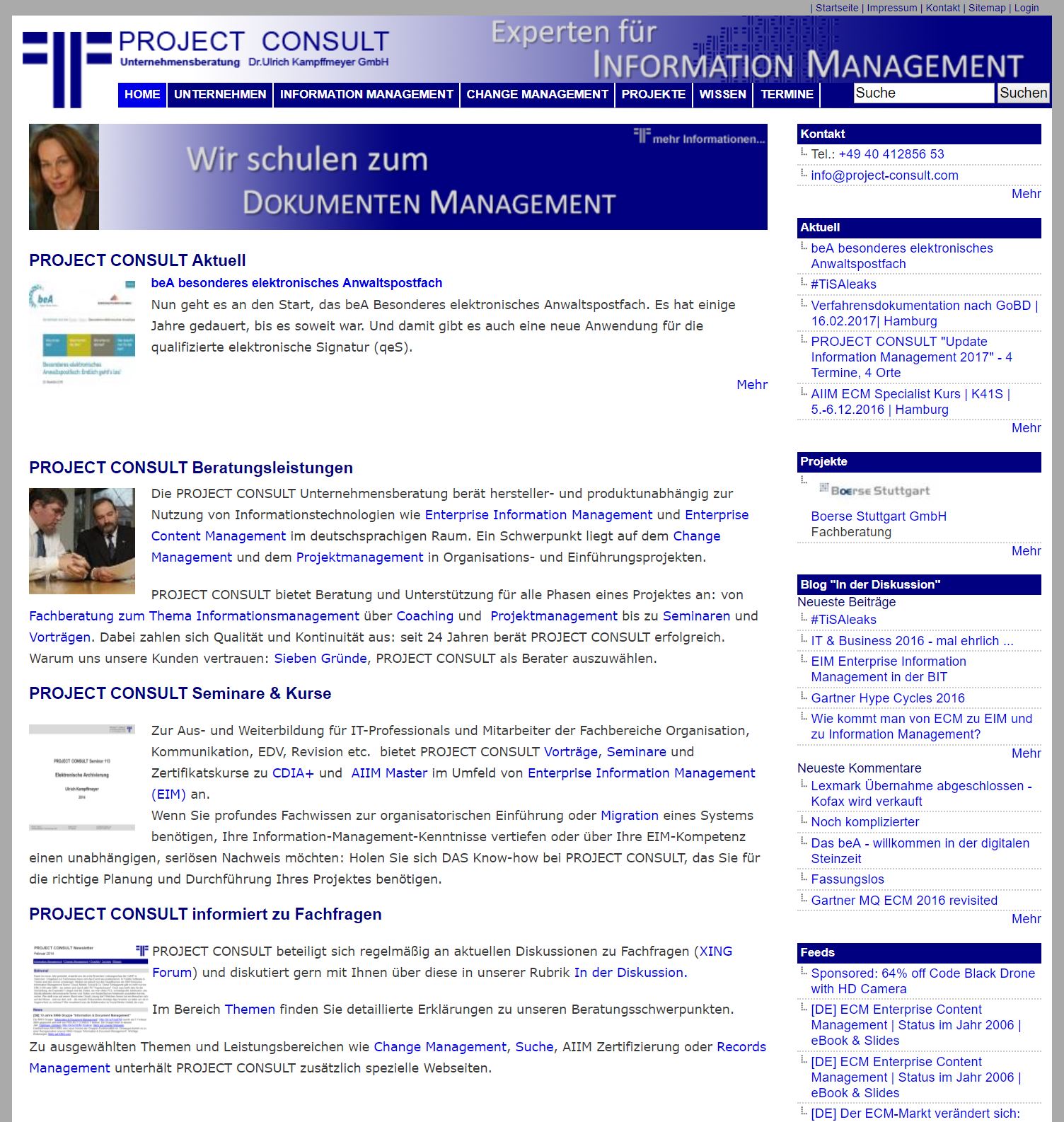 PROJECT CONSULT Webseite 2010