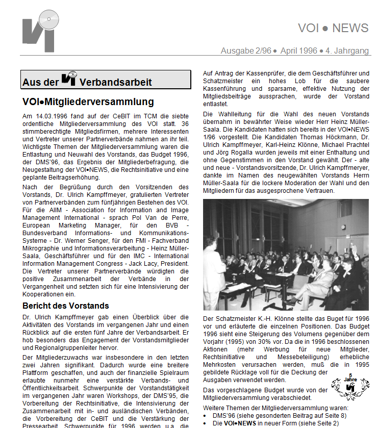 Die VOI News - Vorgänger des PROJECT CONSULT Newsletter