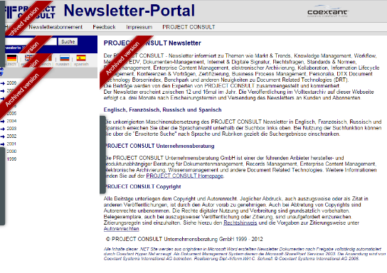 Der PROJECT CONSULT Newsletter als Qumram Archiv