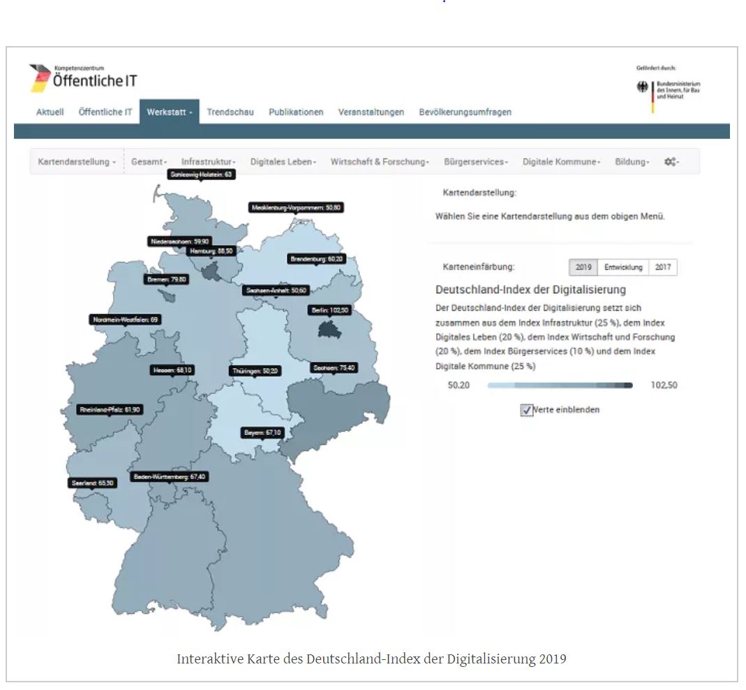 Digital Index 2019 Deutschlandkarte
